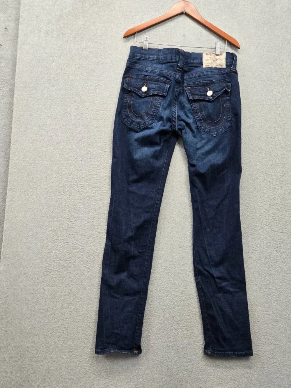 True Religion Men Jeans 32 Blue Rocco Relaxed Skinny Dark Wash 33